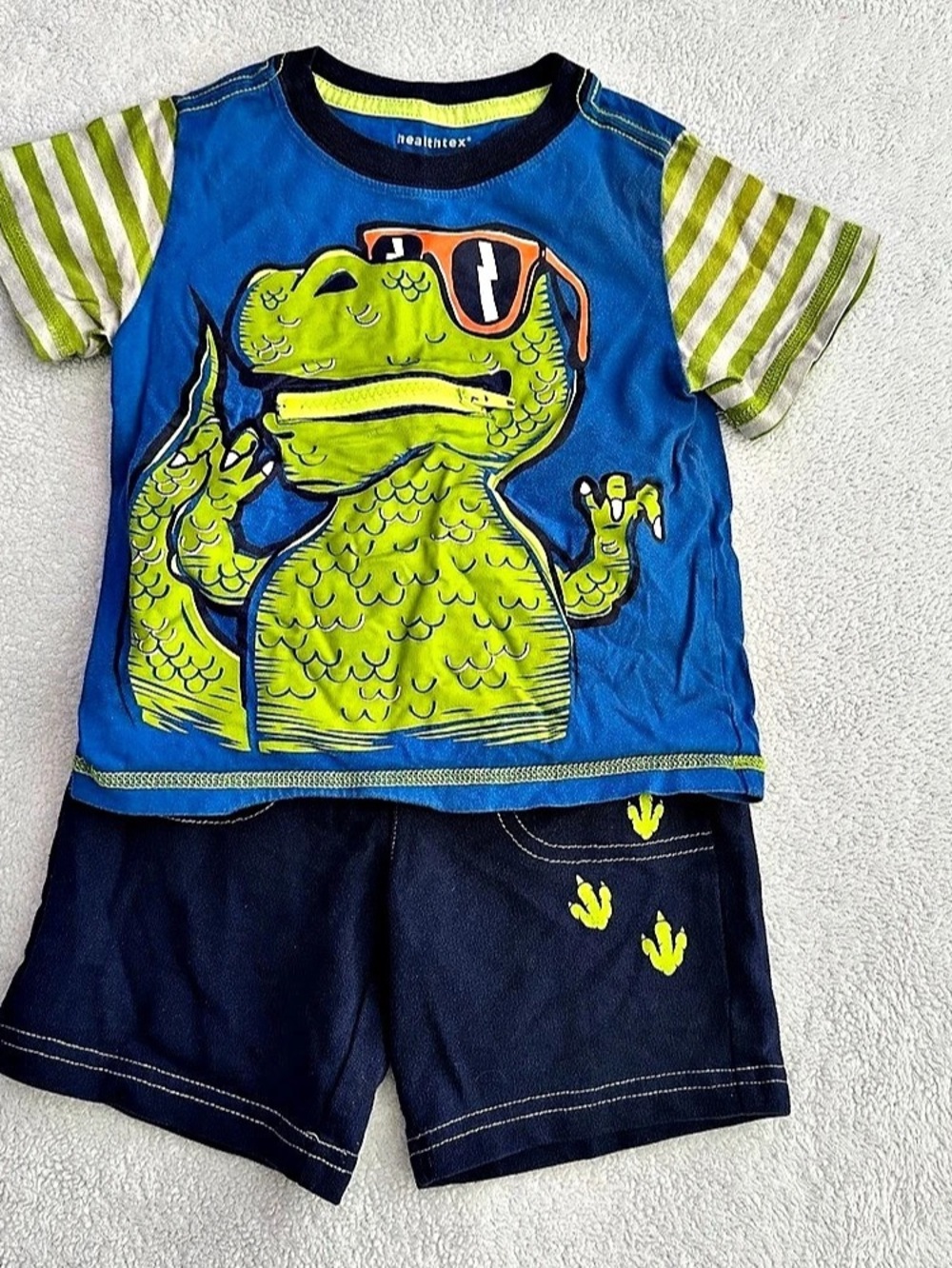 Healthtex Boys 2T Dinosaur Matching Short Set Blue Green